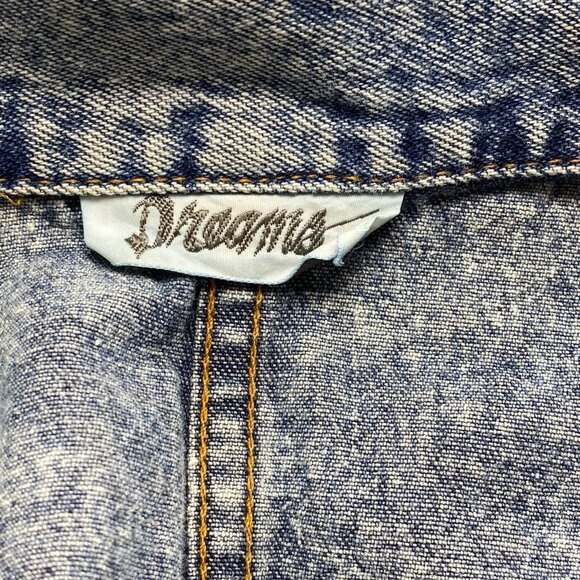 Vtg DREAMS Women Denim Jumpsuit Sz L Blue 80s 90s Snap Front 3/4 Sleeve 92-2 - Picture 6 of 13